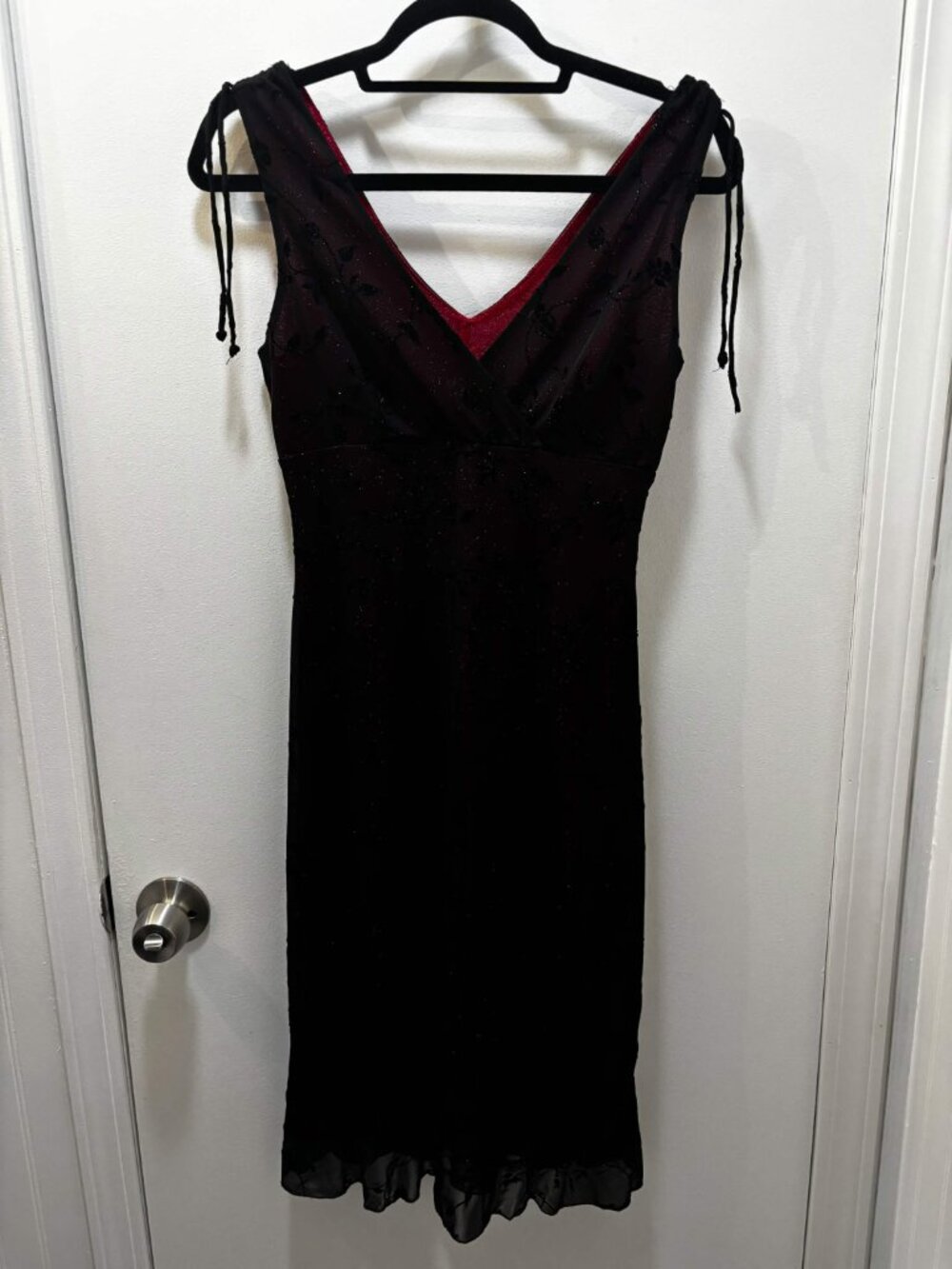 Byer Too! Vintage 90s-2000s Hot Pink and Black Mesh Dress with Velvet Details